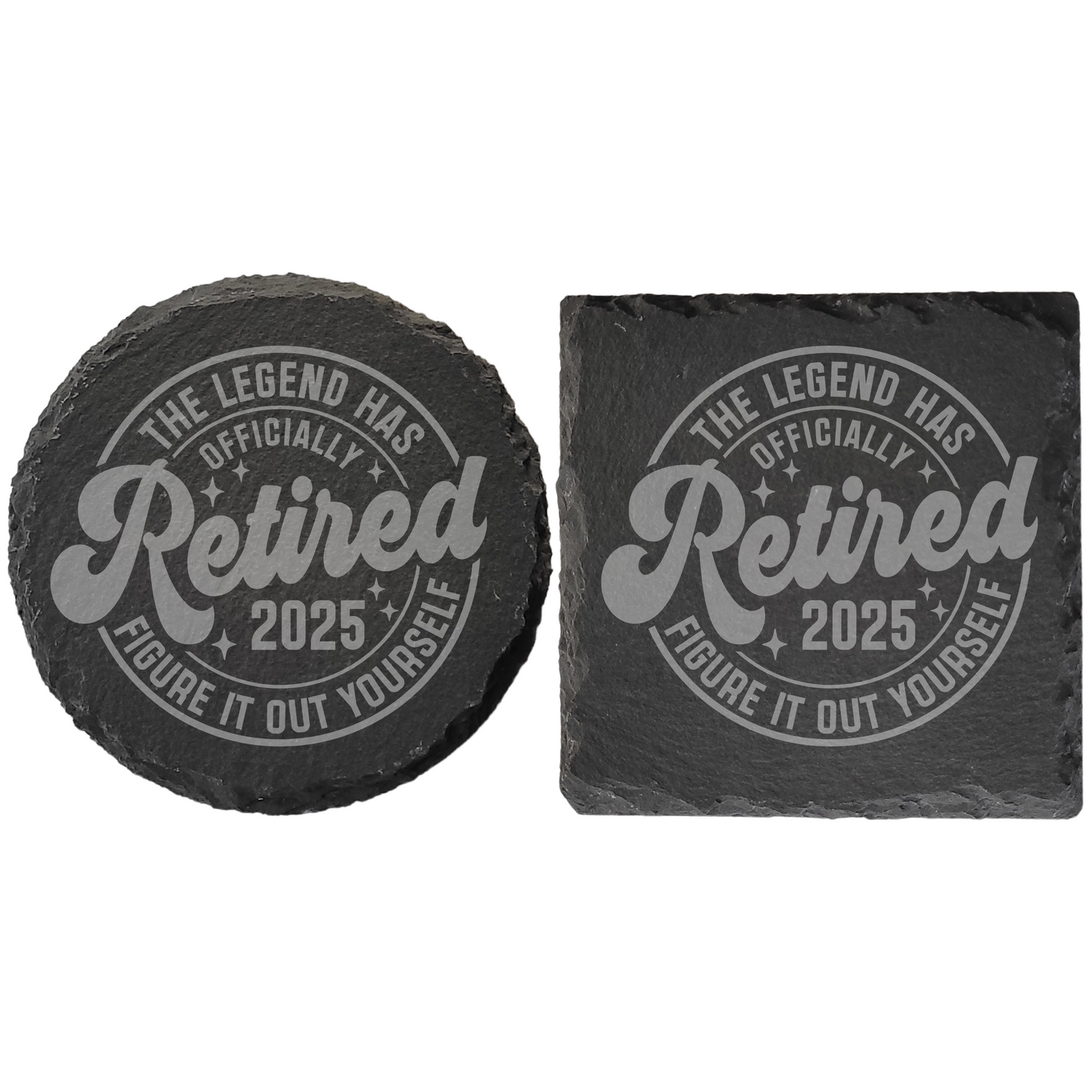 Personalised Retirement Slate Coaster – Laser Engraved Gift for Retirees