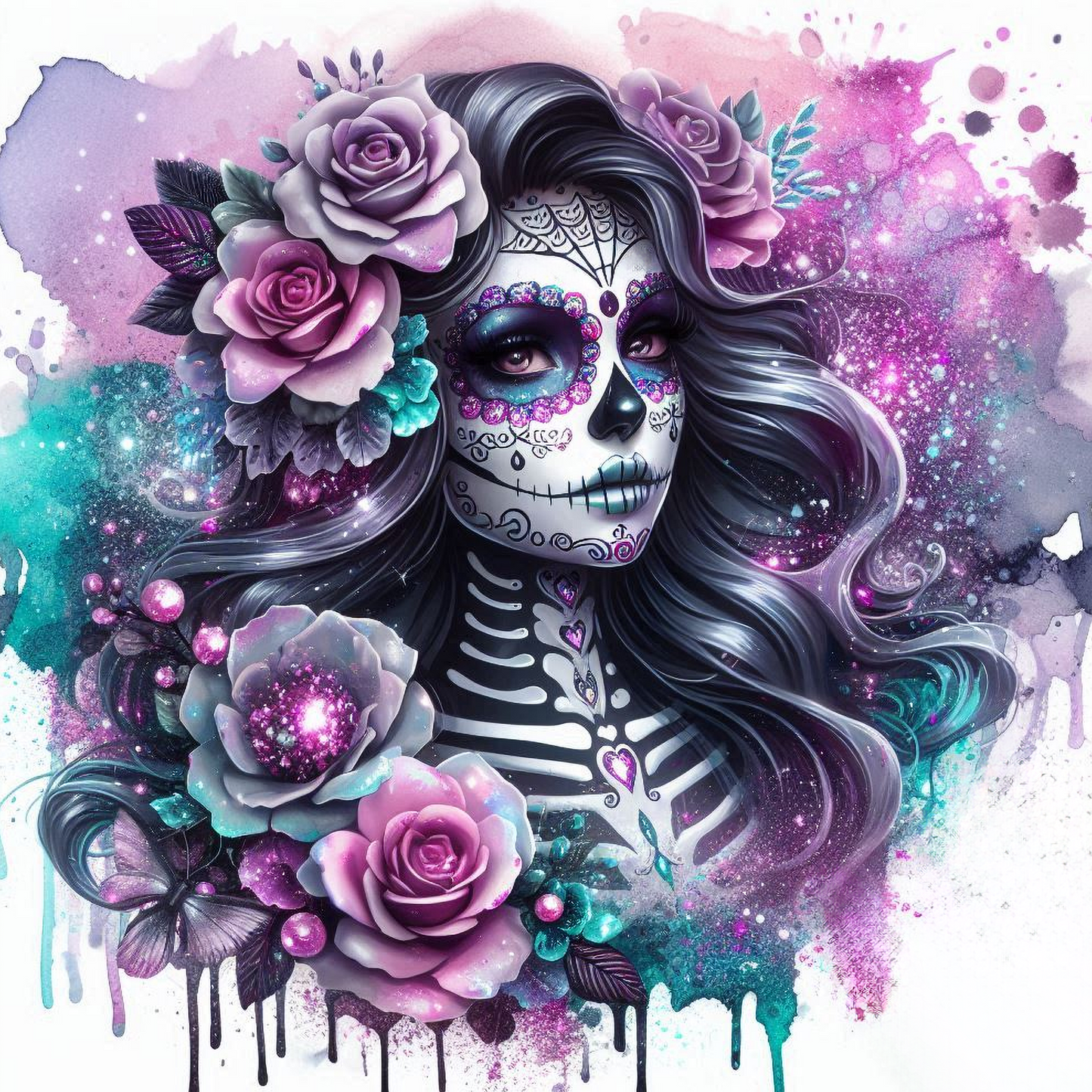 Day of the Dead Coasters – 20 Colourful Female Skull Designs Decorative Sublimation Gift for Dia de los Muertos Lovers