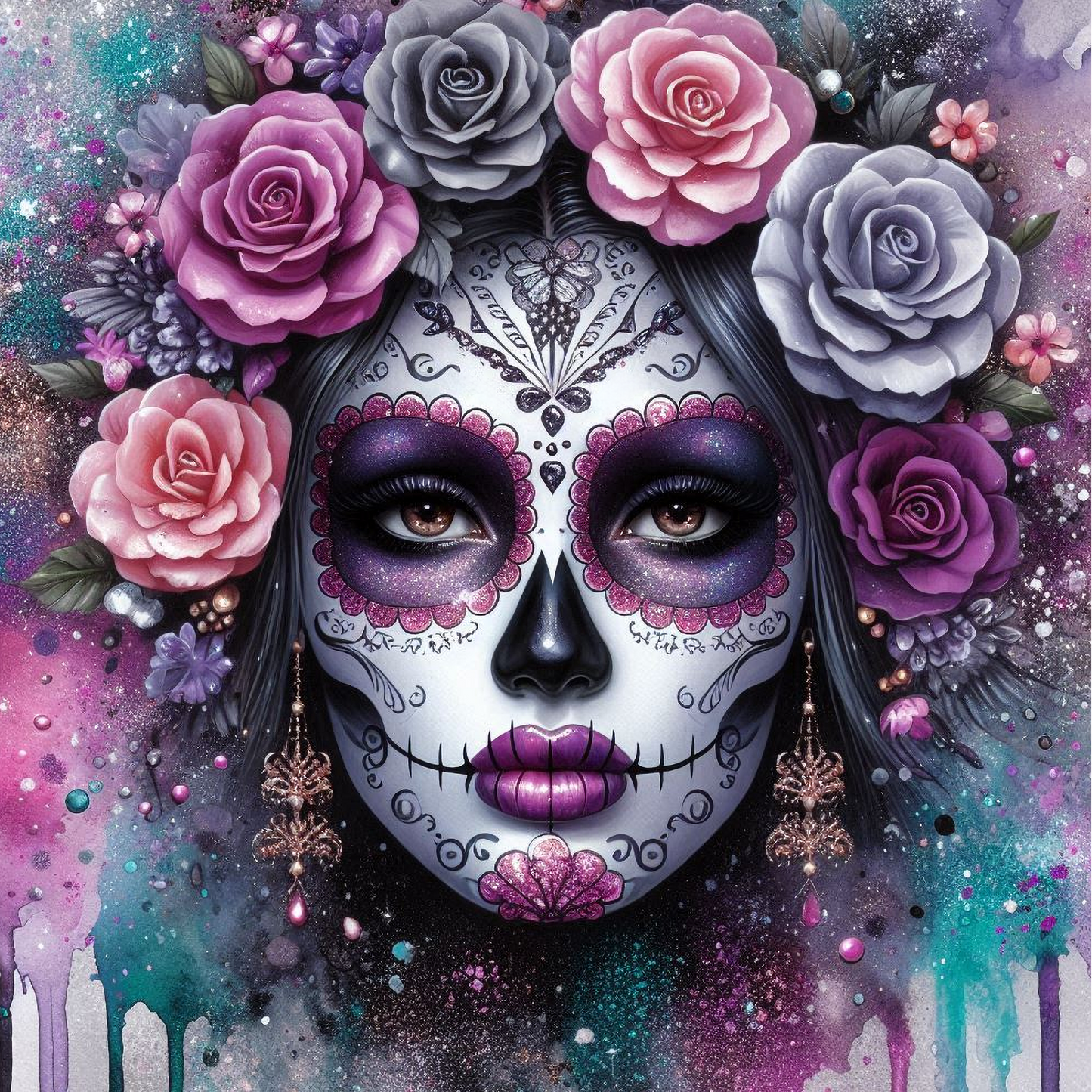 Day of the Dead Coasters – 20 Colourful Female Skull Designs Decorative Sublimation Gift for Dia de los Muertos Lovers