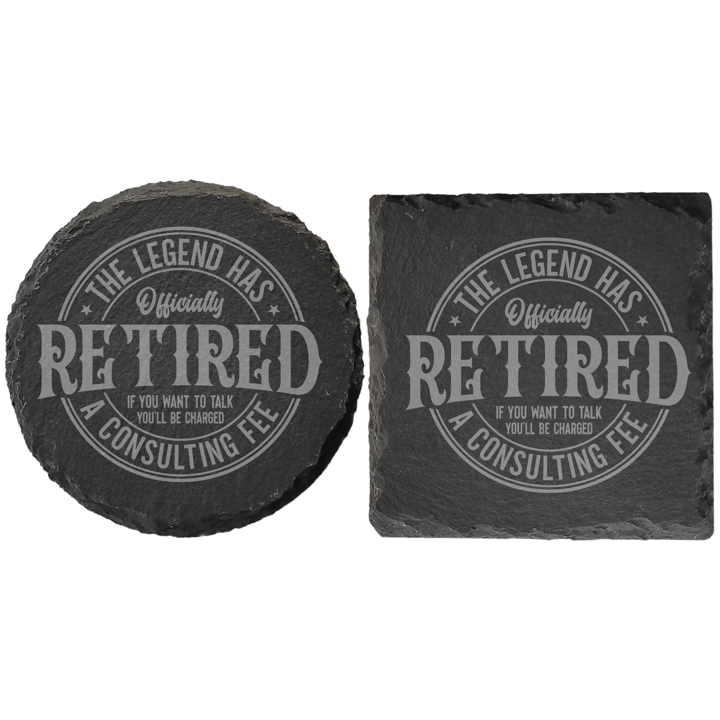 Personalised Retirement Slate Coaster – Laser Engraved Gift for Retirees