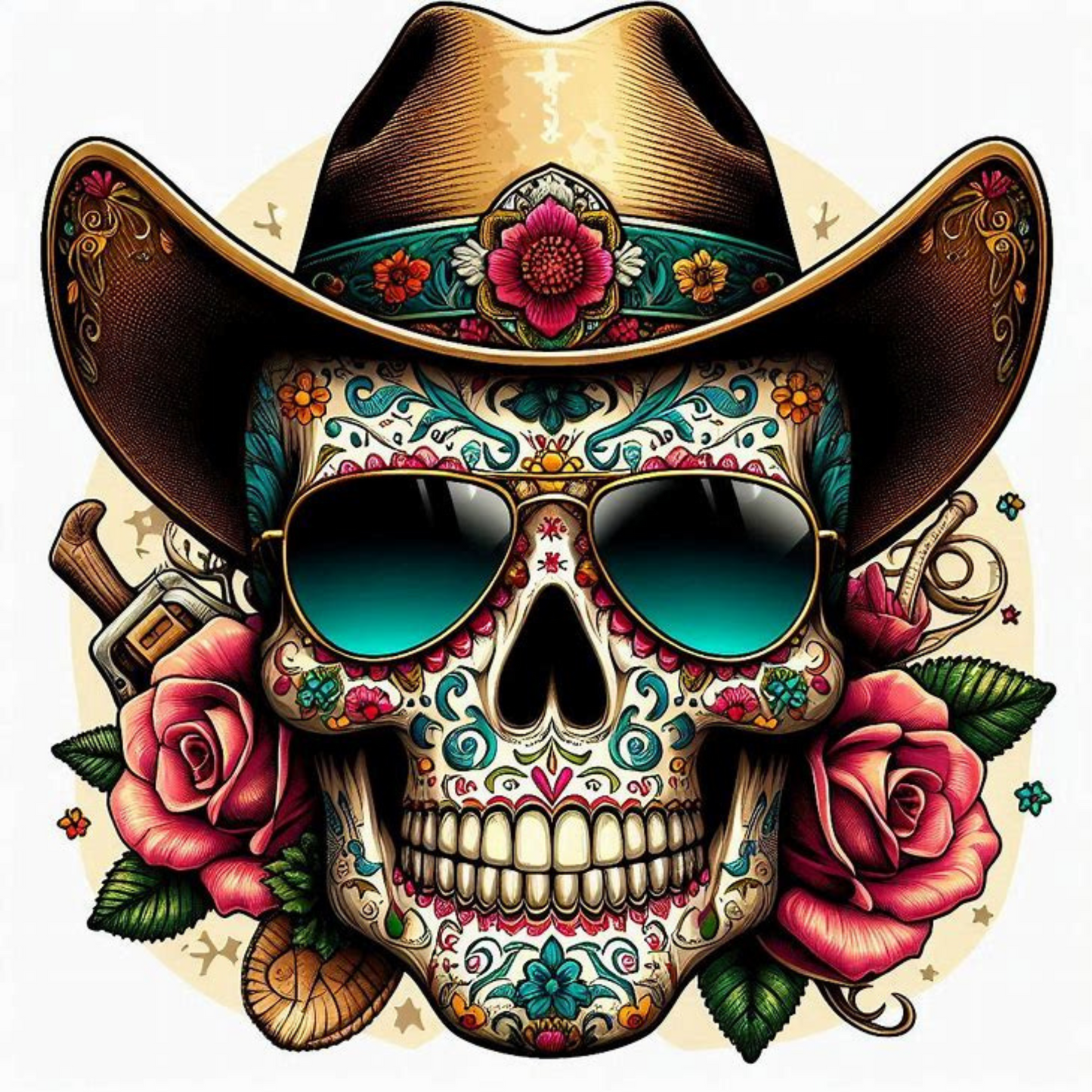 Día de los Muertos Coasters – Colourful Sublimation Coaster Skulls with Modern Details - Mexican Festival Décor
