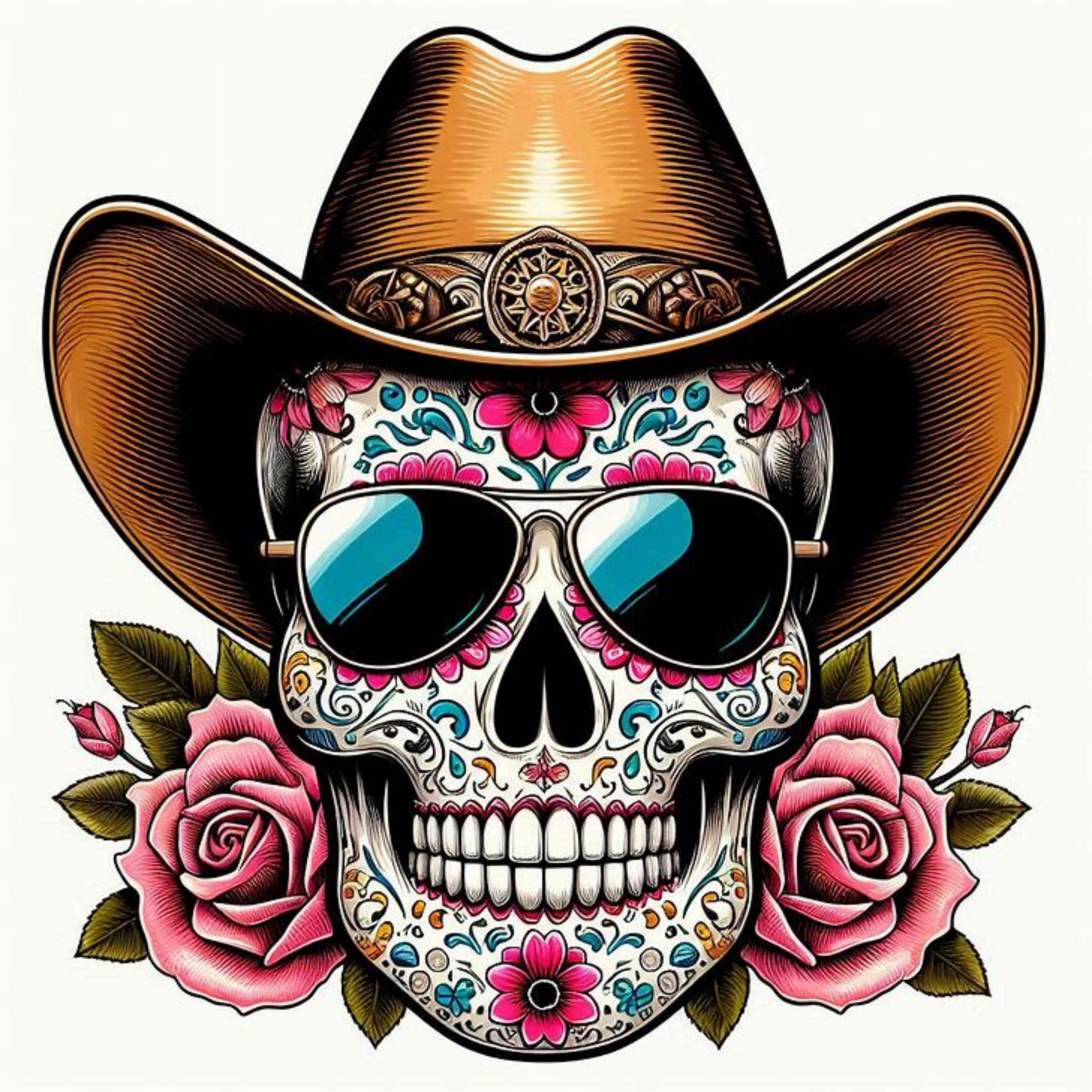 Día de los Muertos Coasters – Colourful Sublimation Coaster Skulls with Modern Details - Mexican Festival Décor