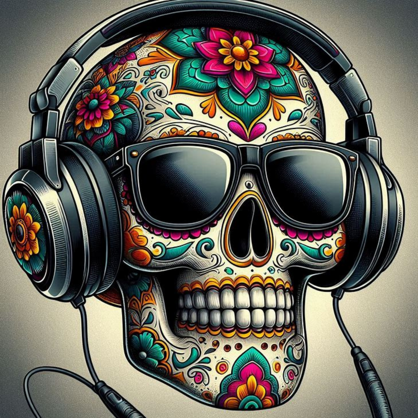 Día de los Muertos Coasters – Colourful Sublimation Coaster Skulls with Modern Details - Mexican Festival Décor