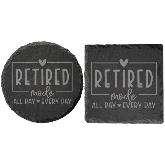 Personalised Retirement Slate Coaster – Laser Engraved Gift for Retirees