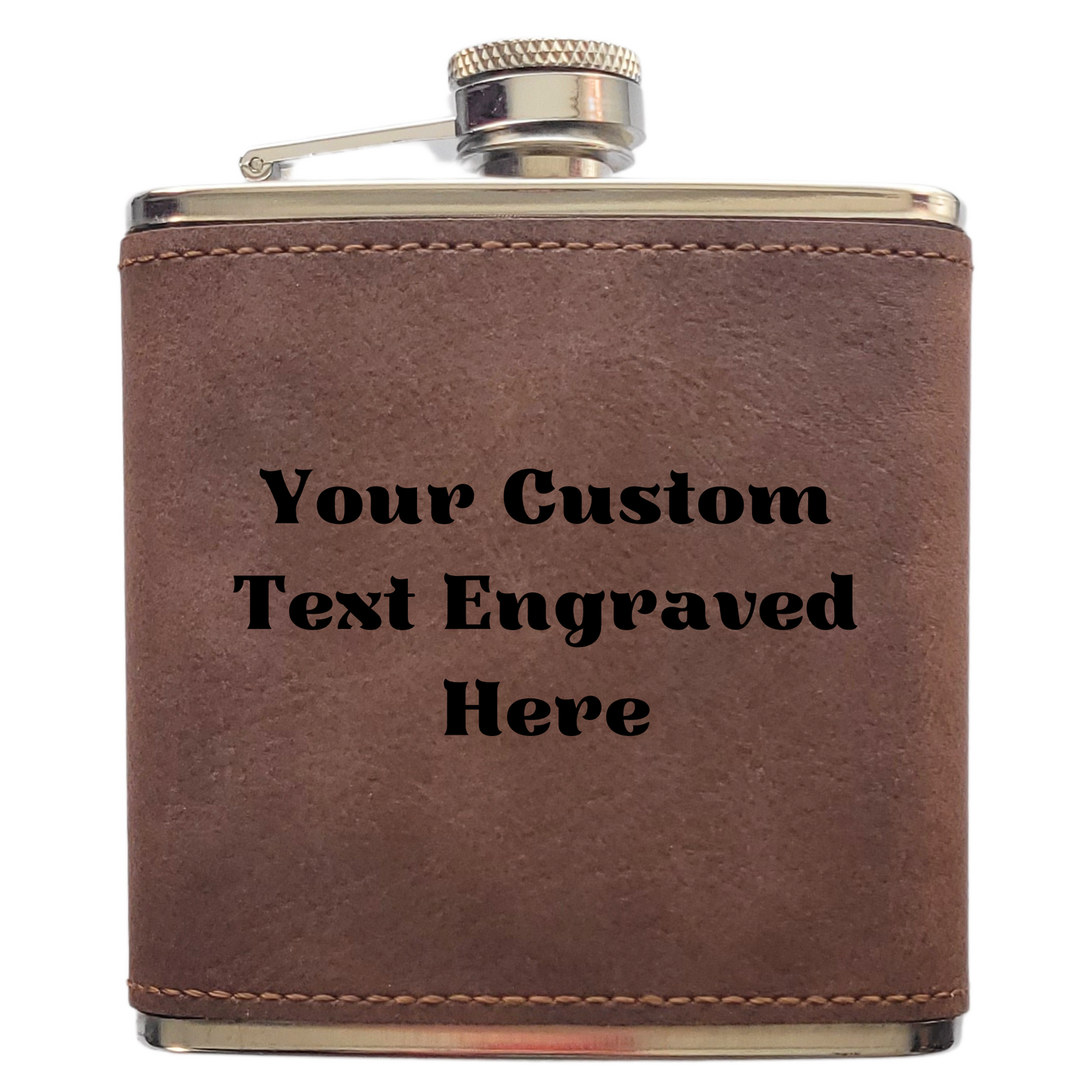 Custom Text Hip Flask – Personalised Laser Engraving, 4 Colours & 5 Font Choices, Gift Box Option