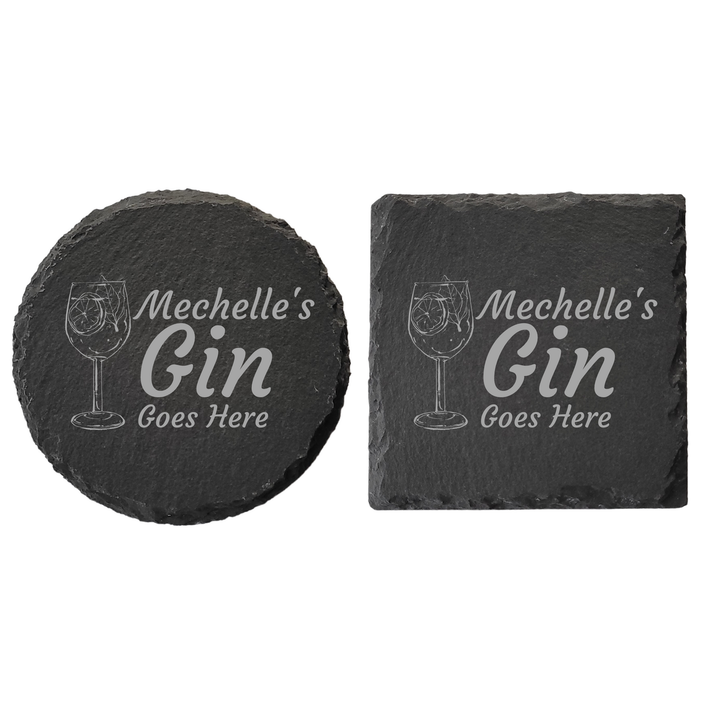 Personalised Slate Drinks Coaster – Custom Name & Drink Design, Laser Engraved