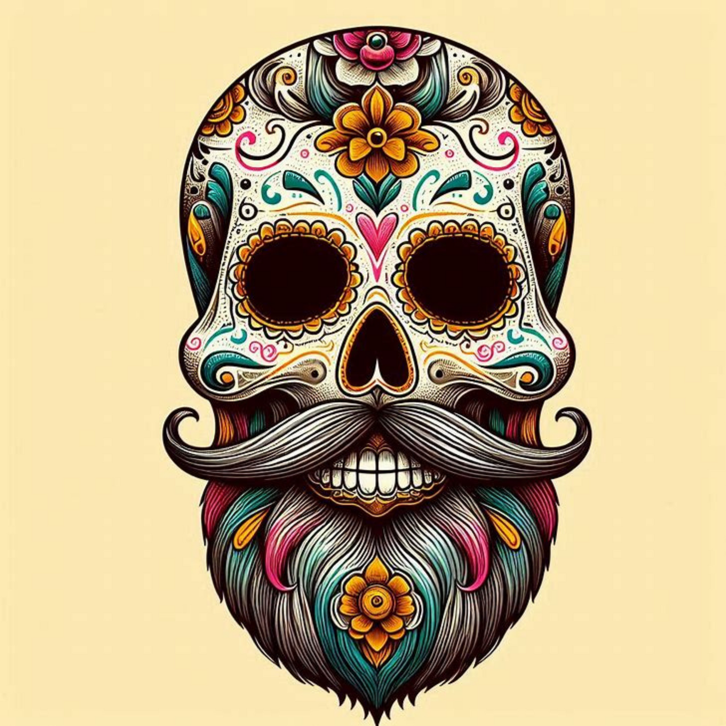 Día de los Muertos Coasters – Colourful Sublimation Coaster Skulls with Modern Details - Mexican Festival Décor