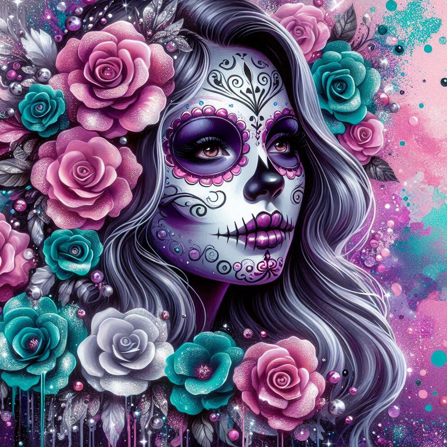 Day of the Dead Coasters – 20 Colourful Female Skull Designs Decorative Sublimation Gift for Dia de los Muertos Lovers