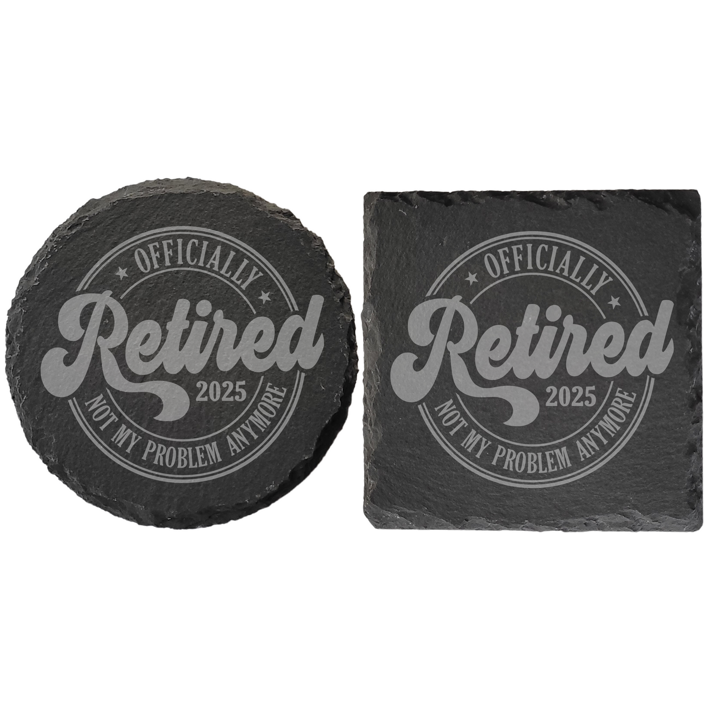Personalised Retirement Slate Coaster – Laser Engraved Gift for Retirees