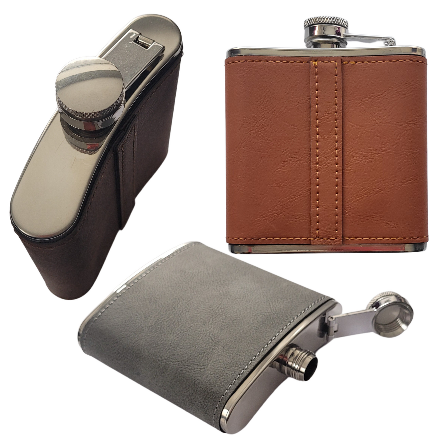 Custom Text Hip Flask – Personalised Laser Engraving, 4 Colours & 5 Font Choices, Gift Box Option