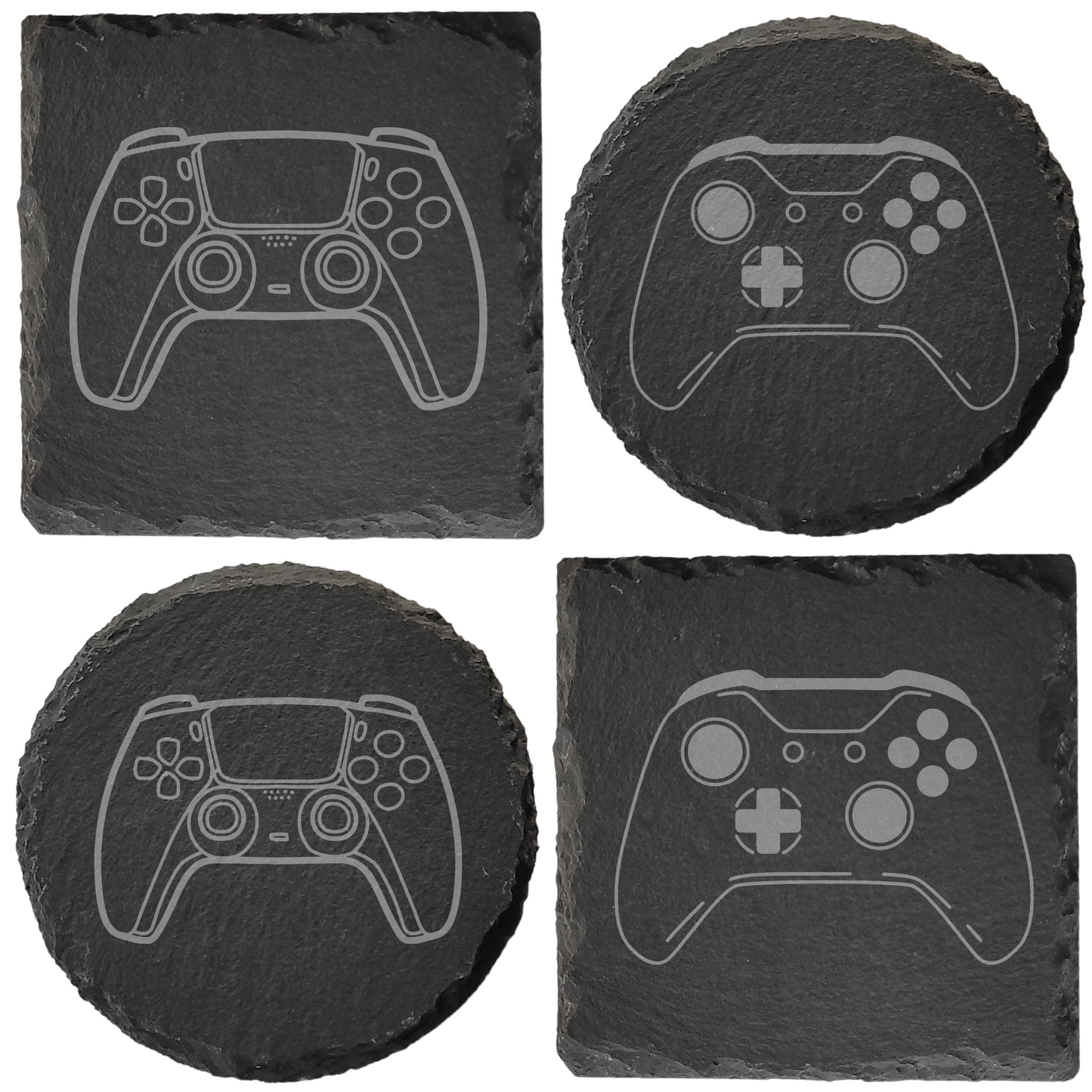 Gamer Slate Coasters – Laser Engraved Controller Designs and Buttons
