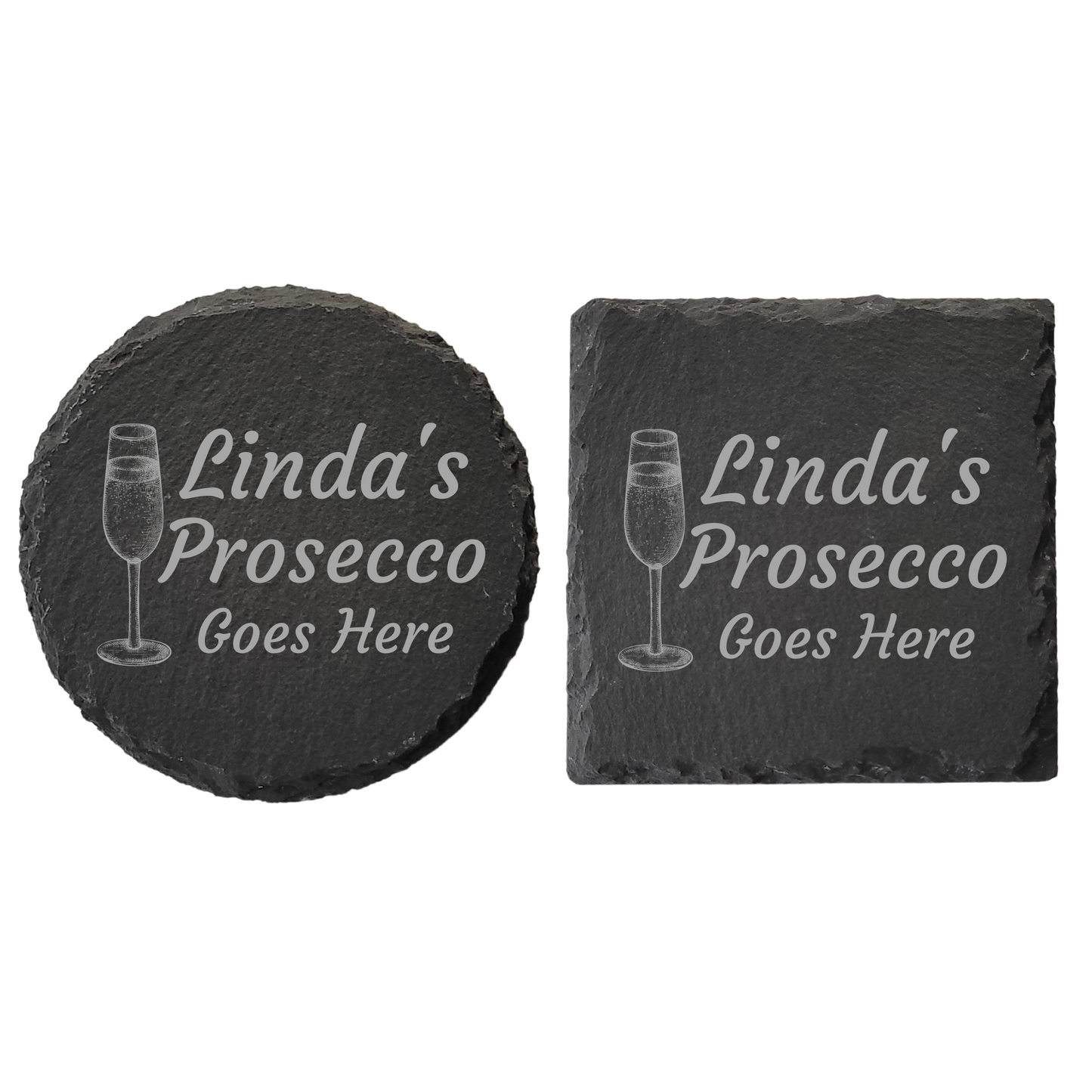 Personalised Slate Drinks Coaster – Custom Name & Drink Design, Laser Engraved