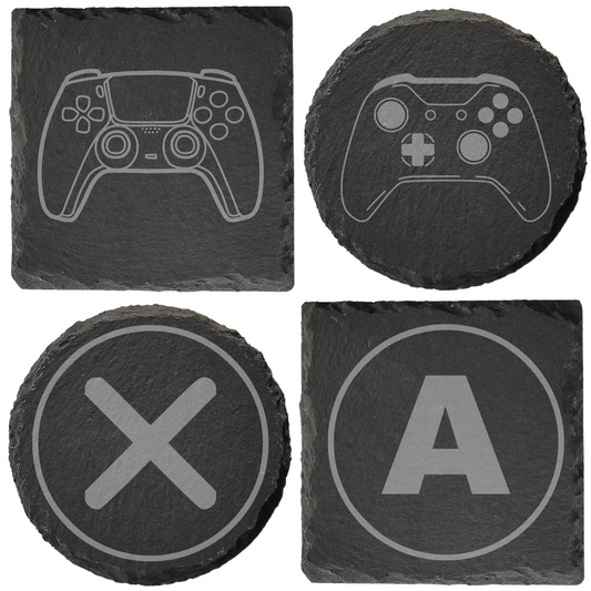 Gamer Slate Coasters – Laser Engraved Controller Designs and Buttons