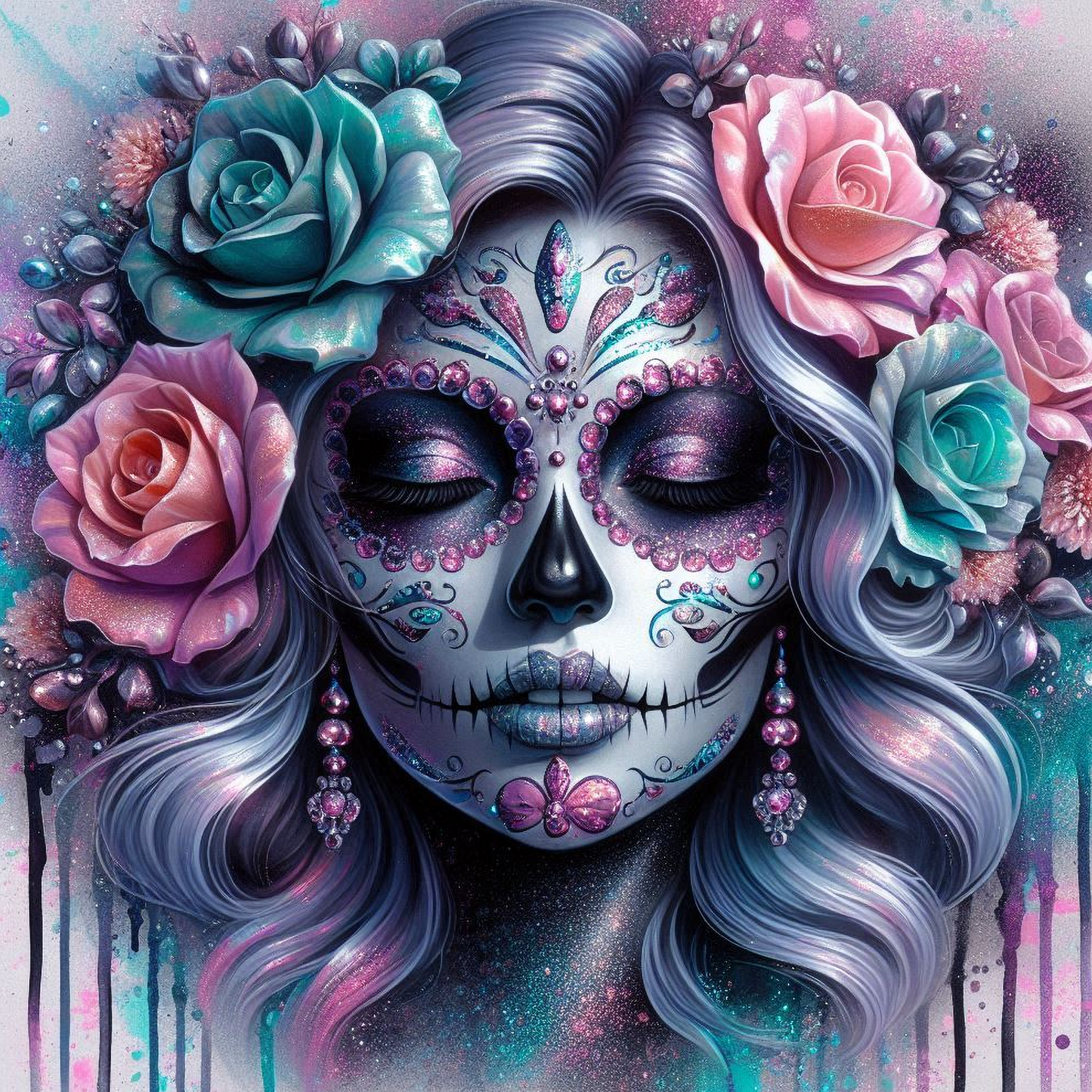 Day of the Dead Coasters – 20 Colourful Female Skull Designs Decorative Sublimation Gift for Dia de los Muertos Lovers