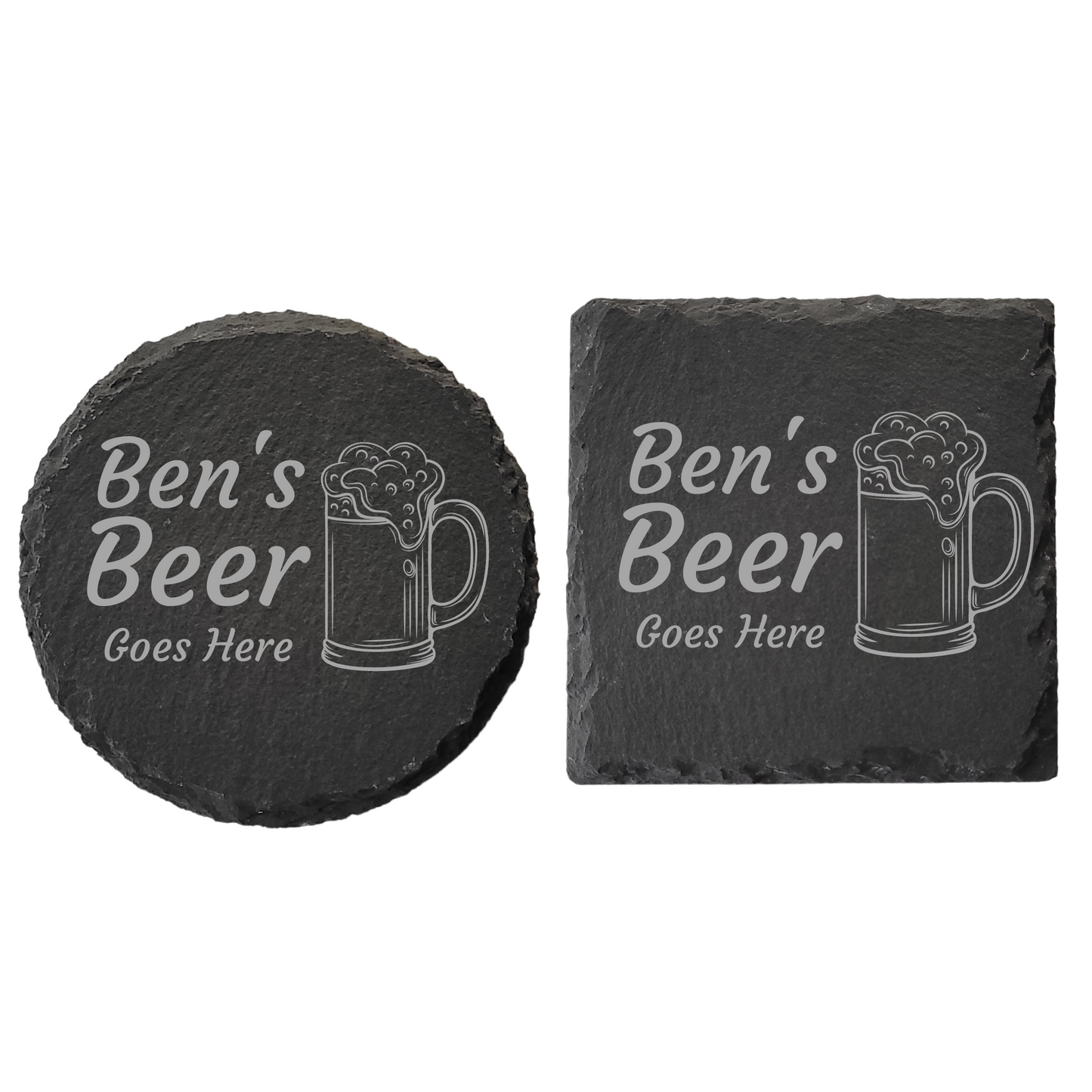 Personalised Slate Drinks Coaster – Custom Name & Drink Design, Laser Engraved