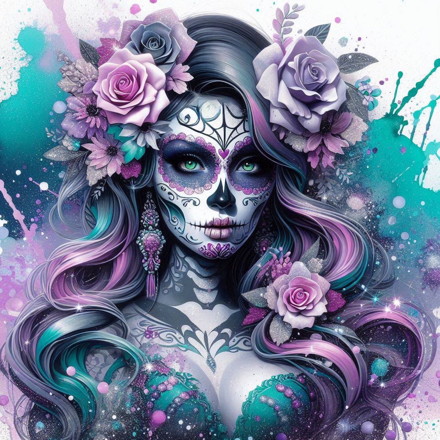 Day of the Dead Coasters – 20 Colourful Female Skull Designs Decorative Sublimation Gift for Dia de los Muertos Lovers