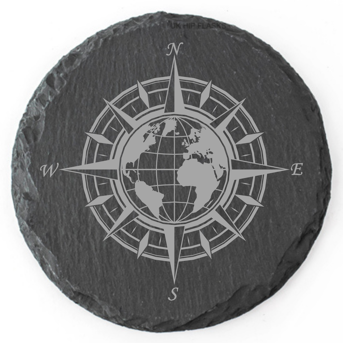 Laser Engraved Compass Slate Coasters – Round or Square | North, South, East, West Design