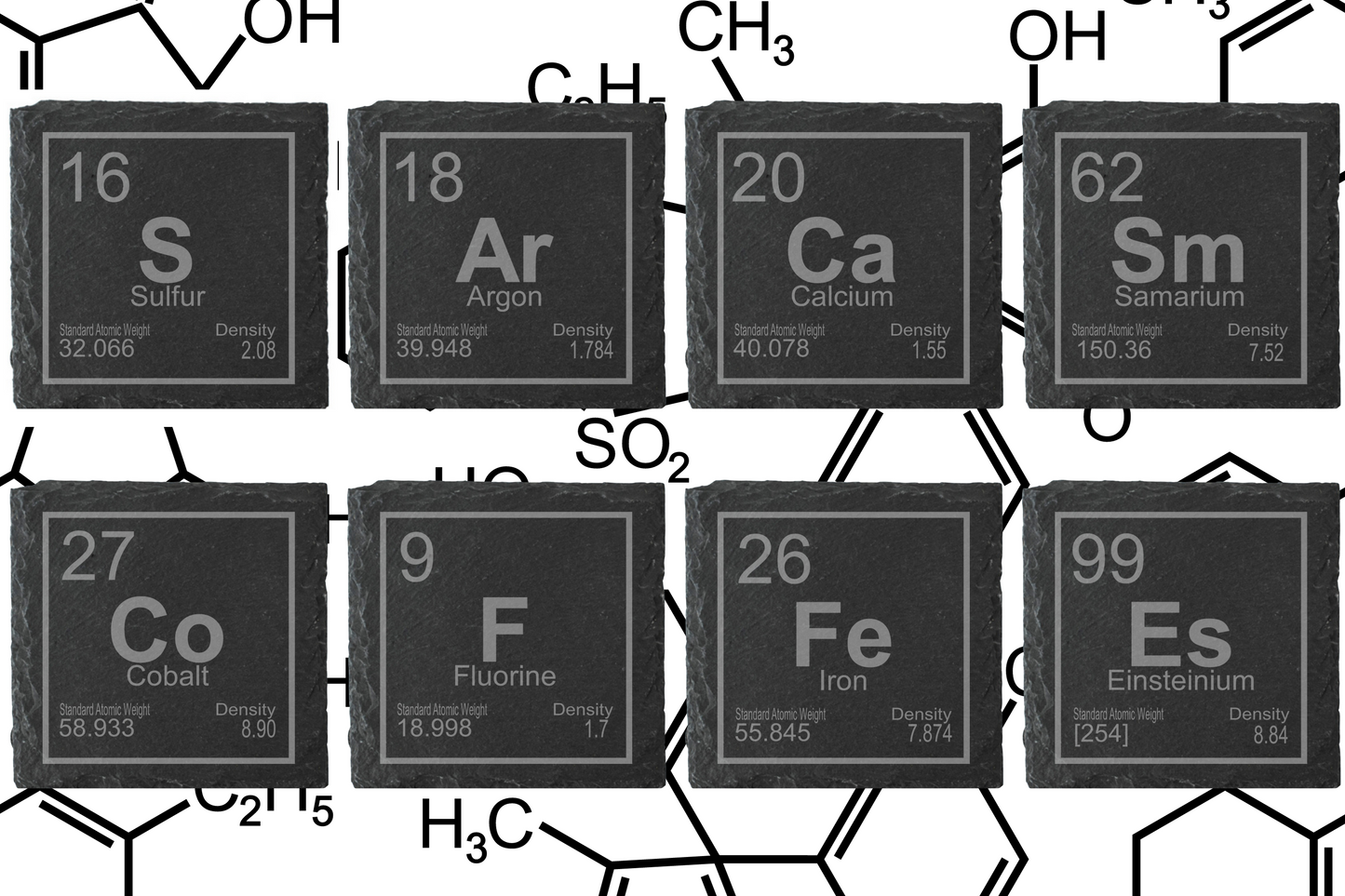 Personalised Periodic Table Slate Coaster – Custom Element Design, Laser Engraved Gift