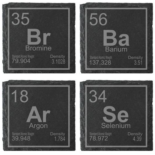 Personalised Periodic Table Slate Coaster – Custom Element Design, Laser Engraved Gift
