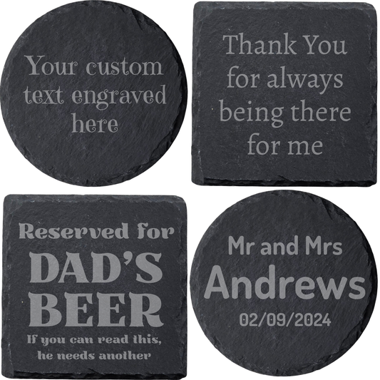 Personalised Slate Coaster – Custom Laser Engraved Gift for Home, Weddings & Special Occasions