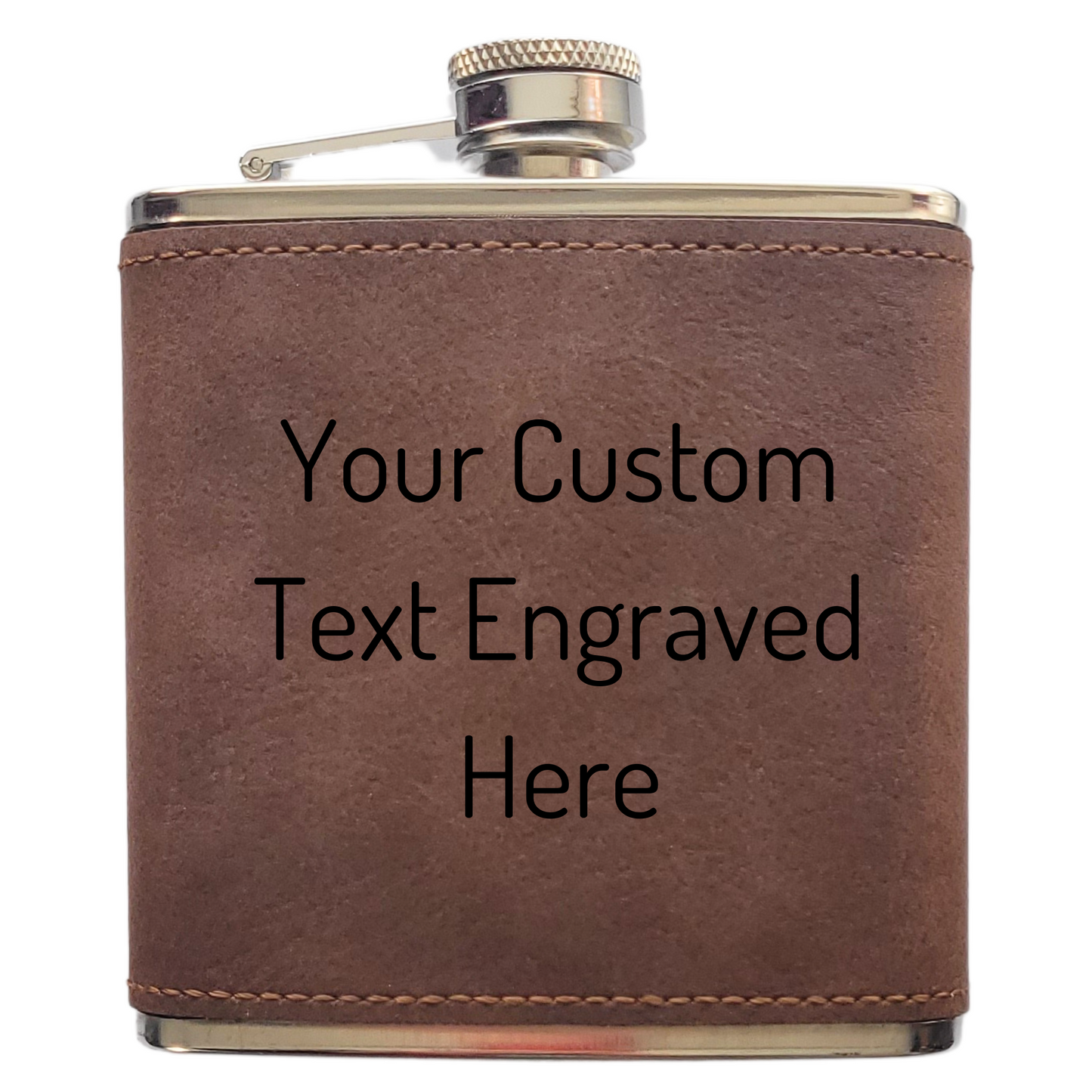 Custom Text Hip Flask – Personalised Laser Engraving, 4 Colours & 5 Font Choices, Gift Box Option