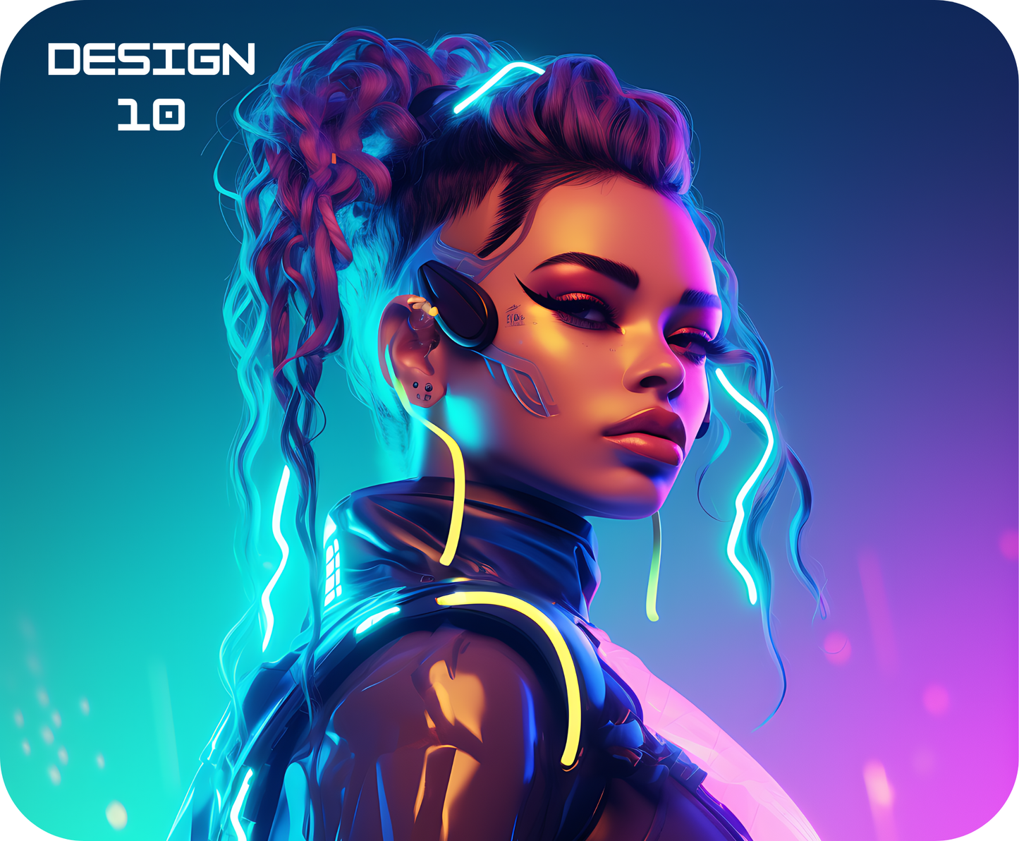 Neon Femme Cyberpunk Mouse Mat – Bold, Bright & Futuristic