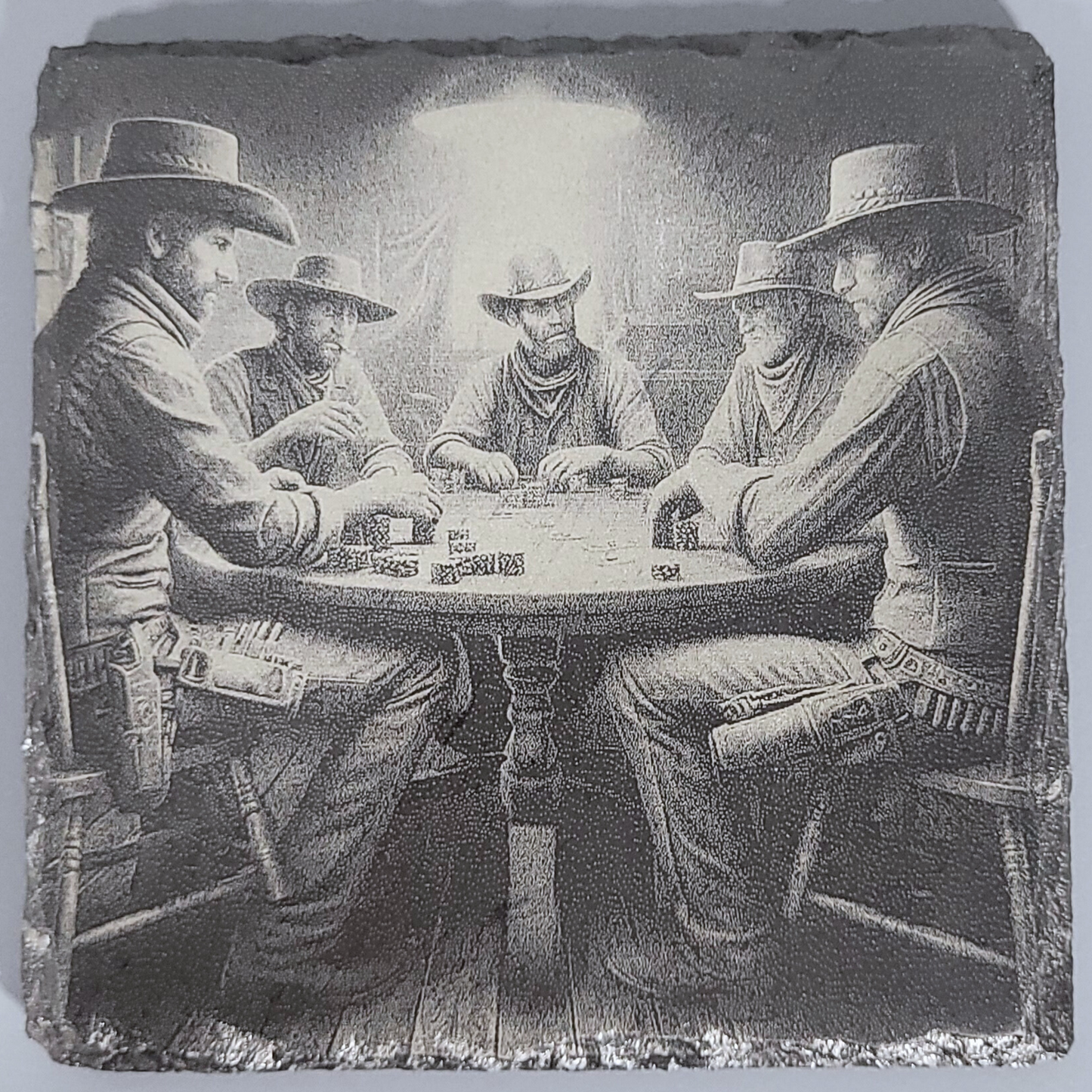 Intricate Cowboy Inspired Designs of the Olde West on Natural Slate Coasters