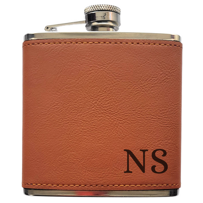 Personalised Initials Hip Flask – Custom Laser Engraved 6oz Flask, 4 Colours, Optional Gift Box