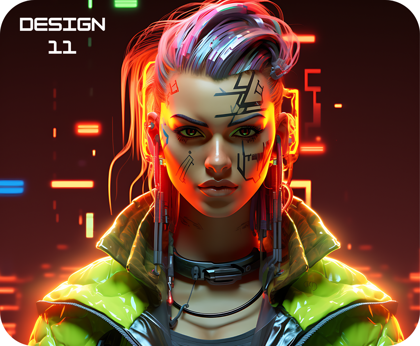 Neon Femme Cyberpunk Mouse Mat – Bold, Bright & Futuristic