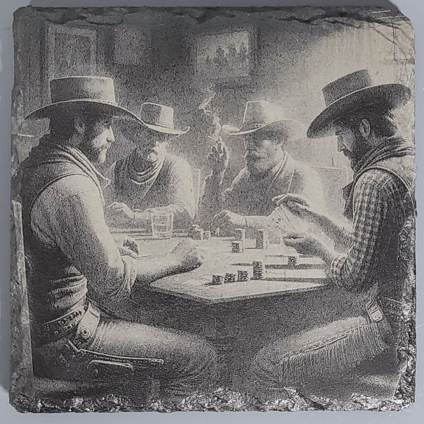 Intricate Cowboy Inspired Designs of the Olde West on Natural Slate Coasters