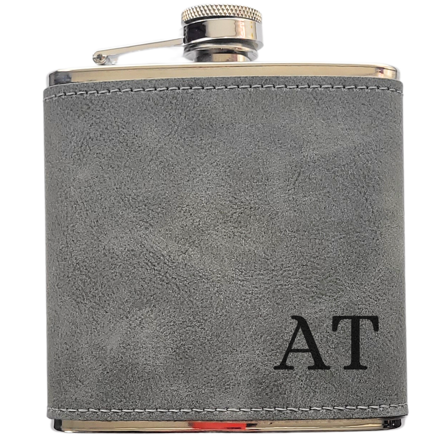 Personalised Initials Hip Flask – Custom Laser Engraved 6oz Flask, 4 Colours, Optional Gift Box