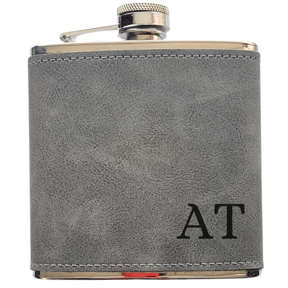 Personalised Initials Hip Flask – Custom Laser Engraved 6oz Flask, 4 Colours, Optional Gift Box