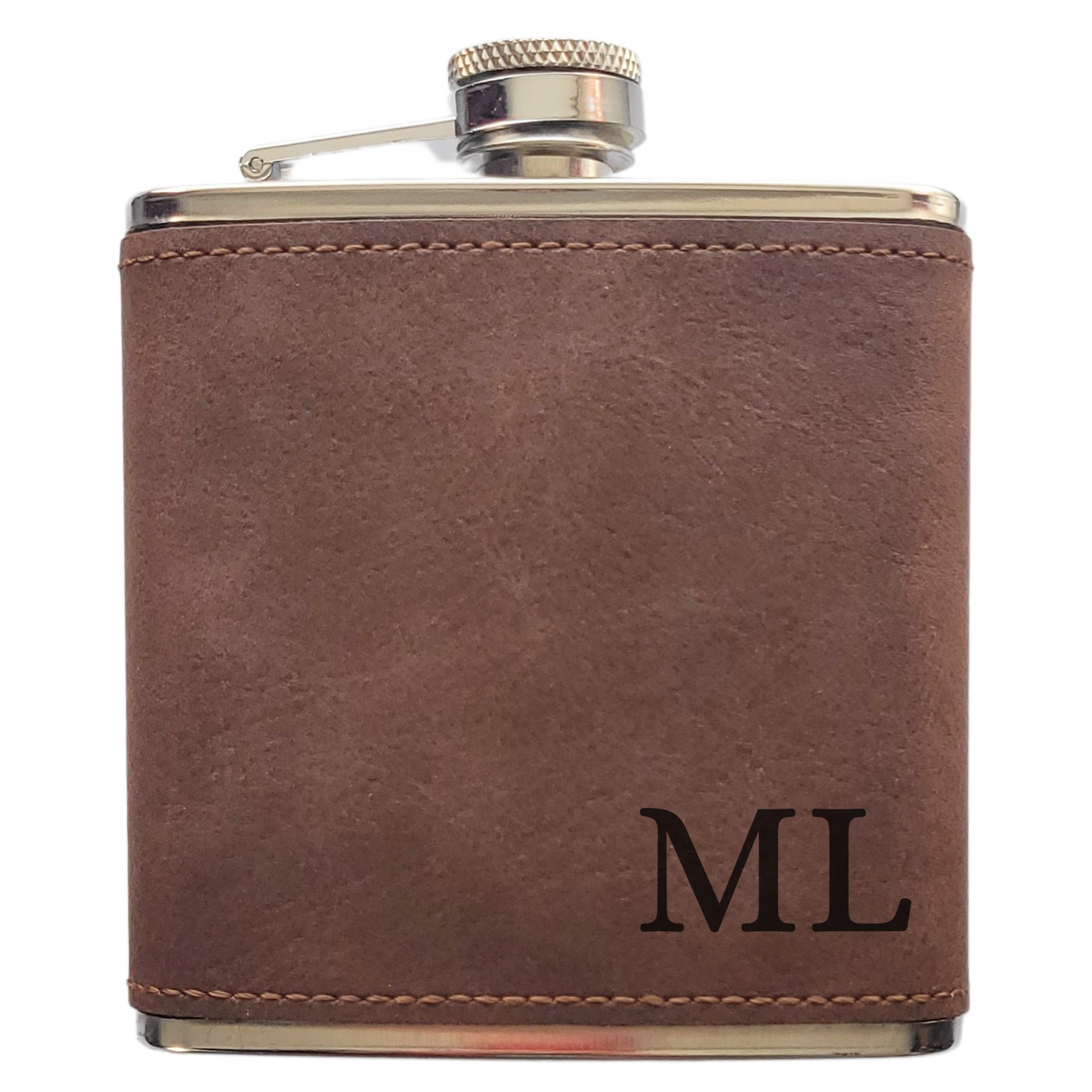 Personalised Initials Hip Flask – Custom Laser Engraved 6oz Flask, 4 Colours, Optional Gift Box
