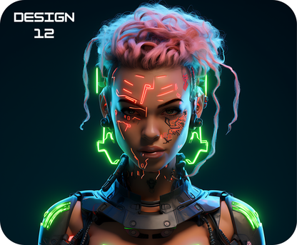 Neon Femme Cyberpunk Mouse Mat – Bold, Bright & Futuristic