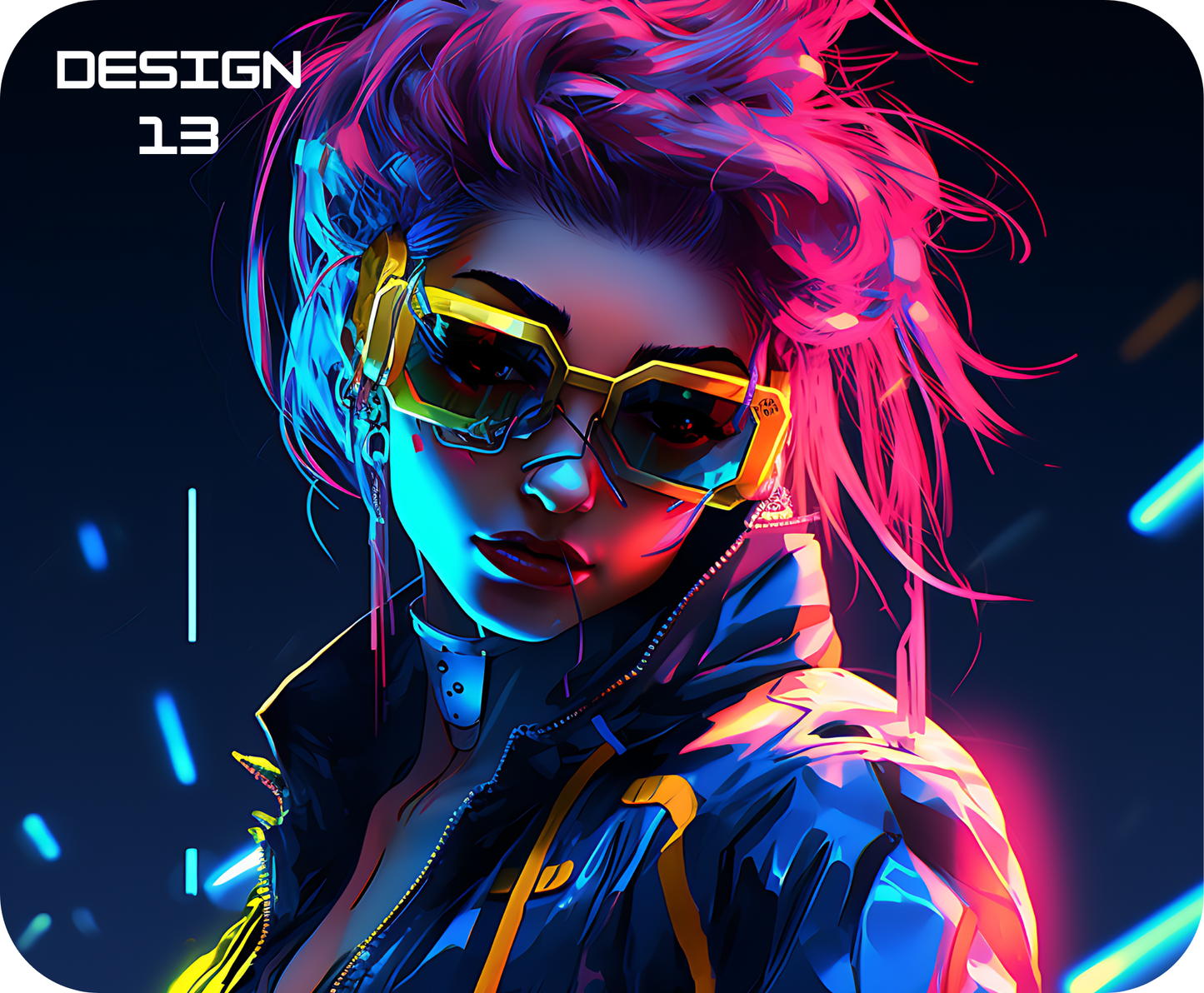 Neon Femme Cyberpunk Mouse Mat – Bold, Bright & Futuristic