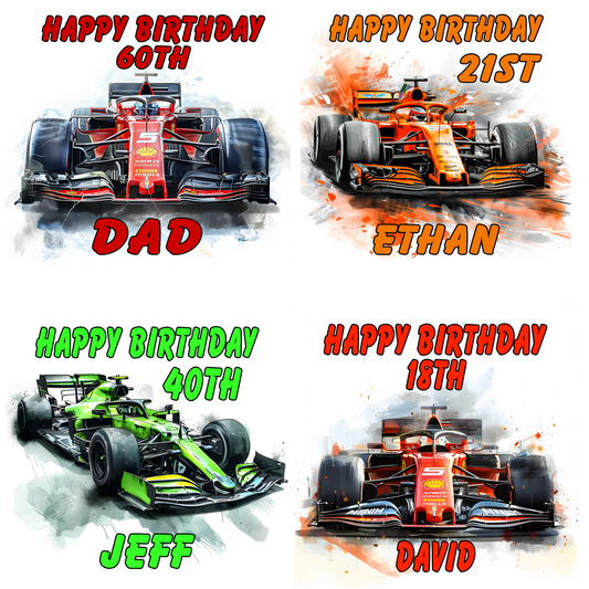 F1 Race Car Coasters – Colourful Sublimation Formula 1 Gift for Motorsport Fans