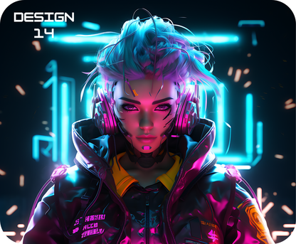 Neon Femme Cyberpunk Mouse Mat – Bold, Bright & Futuristic