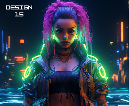 Neon Femme Cyberpunk Mouse Mat – Bold, Bright & Futuristic