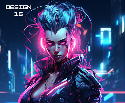 Neon Femme Cyberpunk Mouse Mat – Bold, Bright & Futuristic