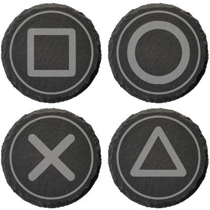 Gamer Slate Coasters – Laser Engraved Controller Designs and Buttons