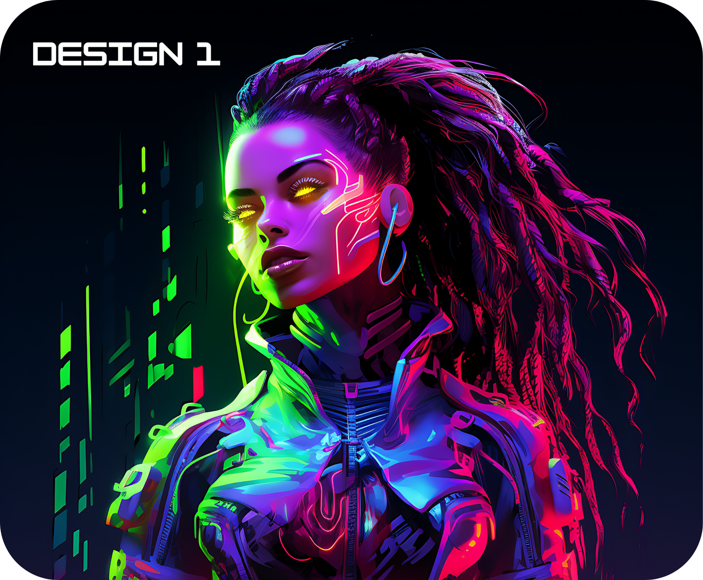 Neon Femme Cyberpunk Mouse Mat – Bold, Bright & Futuristic