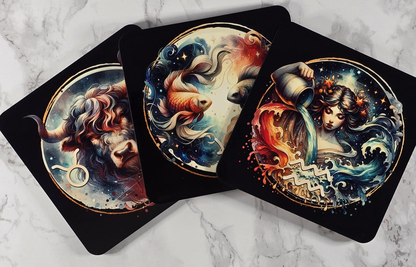 Zodiac Sign Coasters – Vivid Highly Detailed Sublimation Astrology Designs