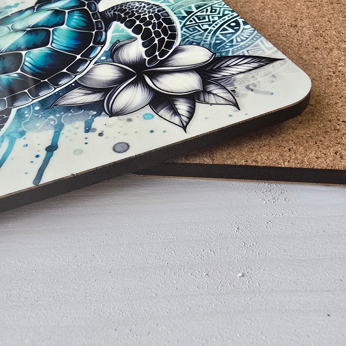 Watercolour Sea Life Coasters – Sublimation Ocean Creatures with Tribal Accents  Turtles, Dolphins, Stingrays & More