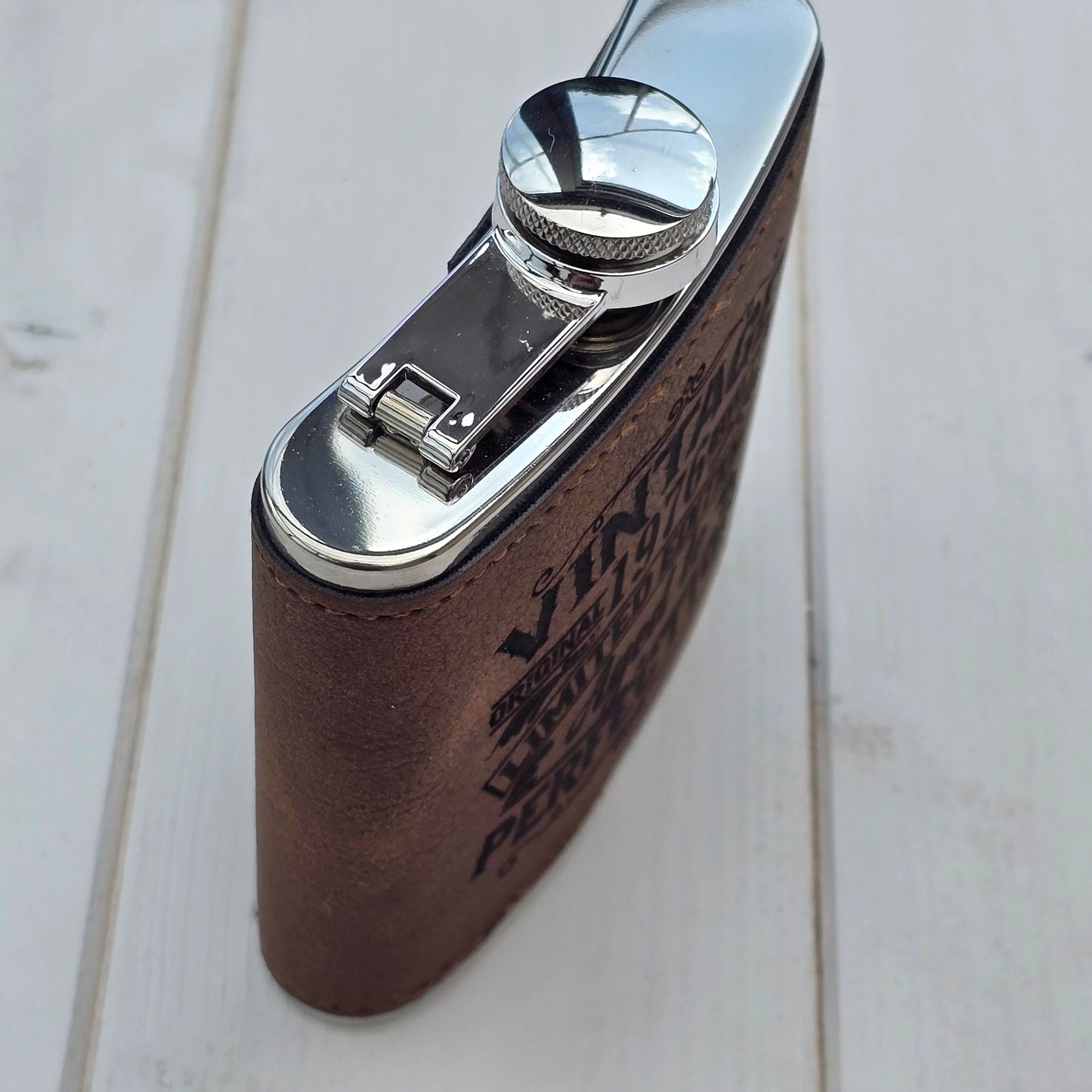 Personalised Vintage Style 6oz Hip Flask – Custom Birth Year Engraving, 4 Colours, Optional Gift Box