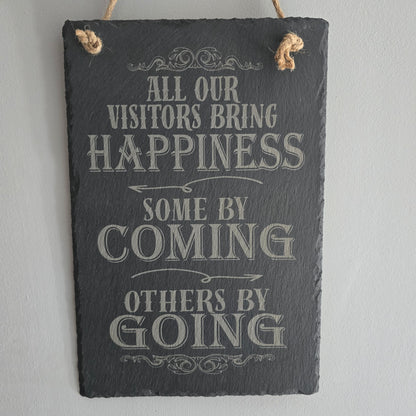 Humorous Guest Hanging Slate Sign, Rectangular Slate Sign with Rope.