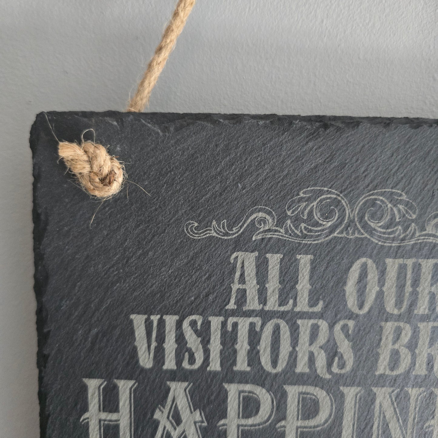 Humorous Guest Hanging Slate Sign, Rectangular Slate Sign with Rope.