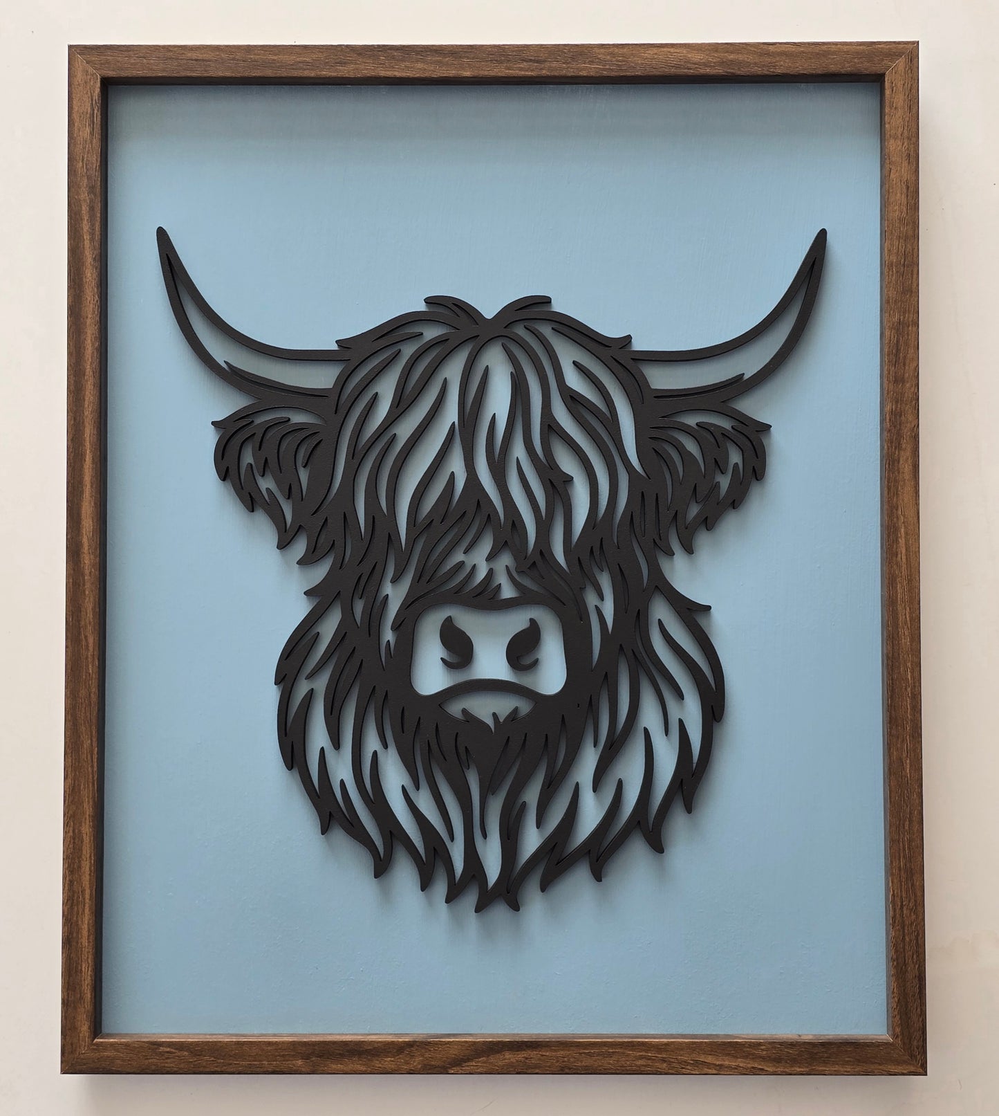 Geometric Highland Cow – Framed Line Art in 4 Colour Options