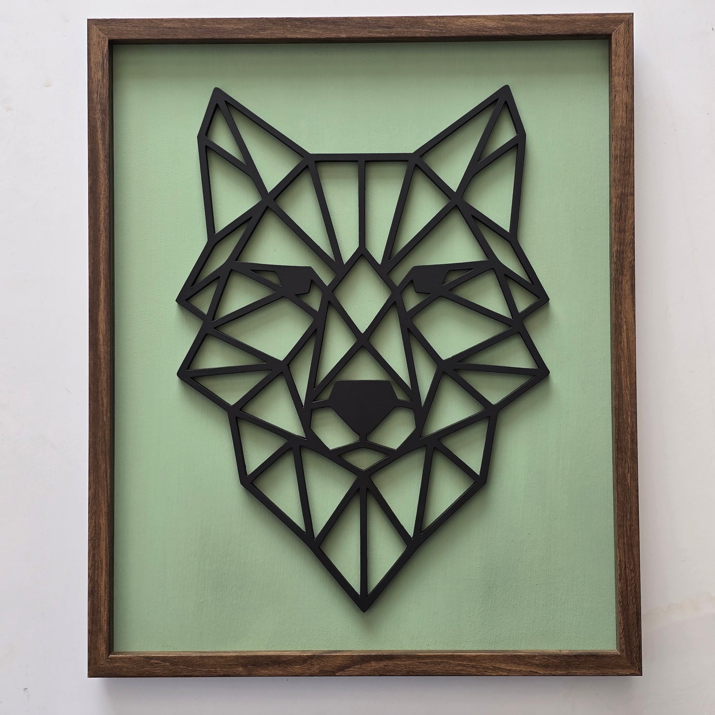 Geometric Wolf Head – Framed 3D Line Art Wall Décor in 4 Colour Options