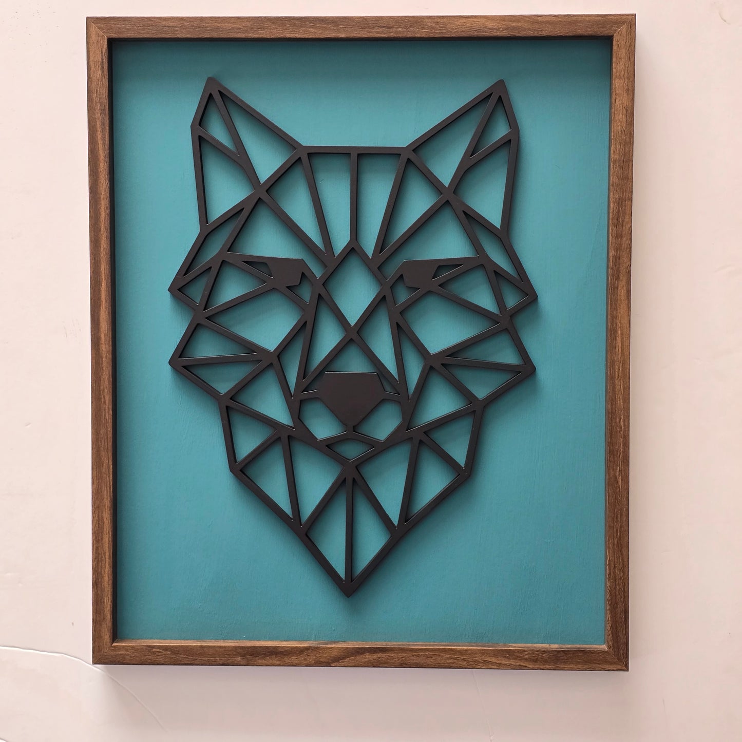 Geometric Wolf Head – Framed 3D Line Art Wall Décor in 4 Colour Options