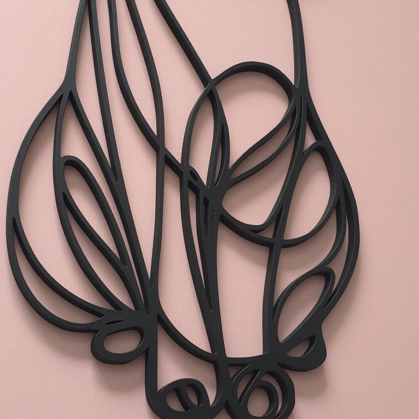 Single-Line 3D Cat Hanging Wall Art – Black Silhouette with Custom Background Colours, Framed